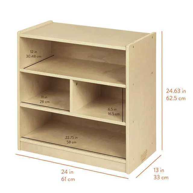 Alt view image 2 of 7 - 4-Compartment Mobile Block Storage Cabinet, Starter, Toy Organizer, Natural, 24" W x 13" D x 24.63" H