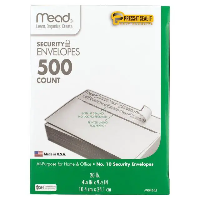 Alt view image 6 of 6 - #10 Security Business Envelopes Letter Size 4-1/8" x 9-1/2" Peel and Seal, Privacy Lined, No-Window, Press-It Seal-It Self-Adhesive for Home & Office Mailing, 500 Count (740010) (Pack of 5)