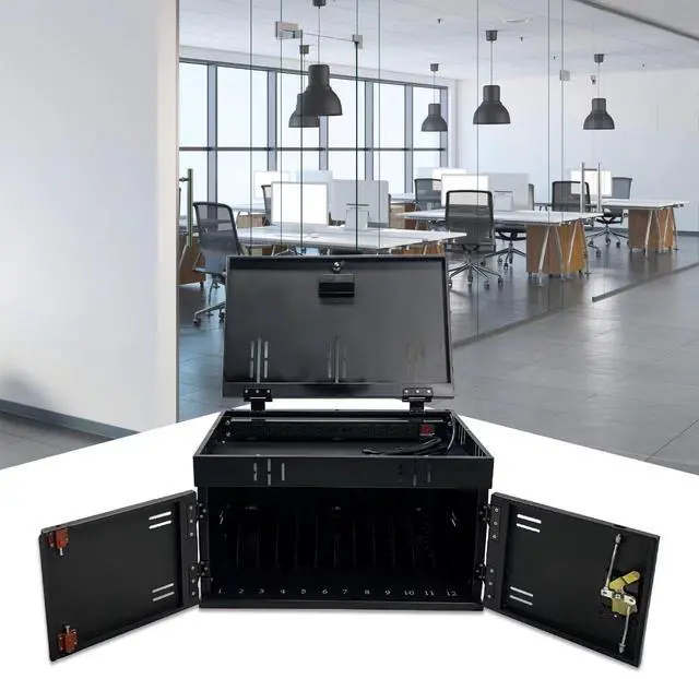 Main image of 12 Device Portable Tabletop Charging Cart with Lock |Up to 17" Screen | Portable Charging Station for iPads, Tablets, Chromebooks and Laptop Computers for Classroom or Office