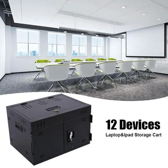 Alt view image 4 of 7 - 12 Device Portable Tabletop Charging Cart with Lock |Up to 17" Screen | Portable Charging Station for iPads, Tablets, Chromebooks and Laptop Computers for Classroom or Office