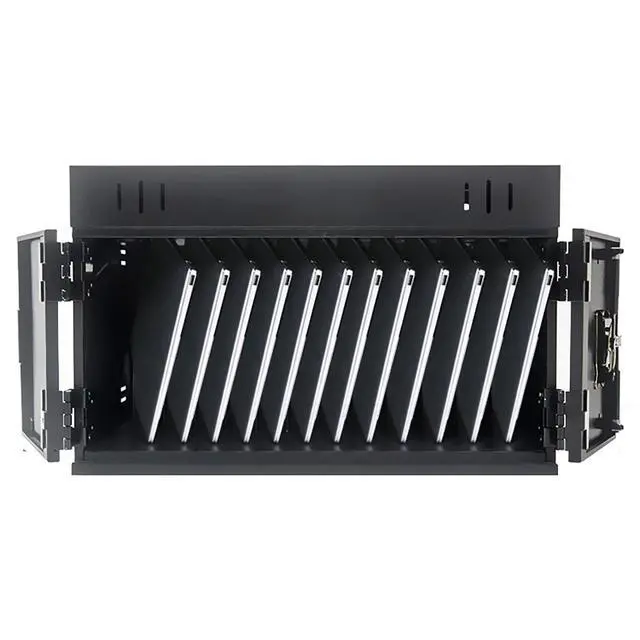 Alt view image 5 of 7 - 12 Device Portable Tabletop Charging Cart with Lock |Up to 17" Screen | Portable Charging Station for iPads, Tablets, Chromebooks and Laptop Computers for Classroom or Office