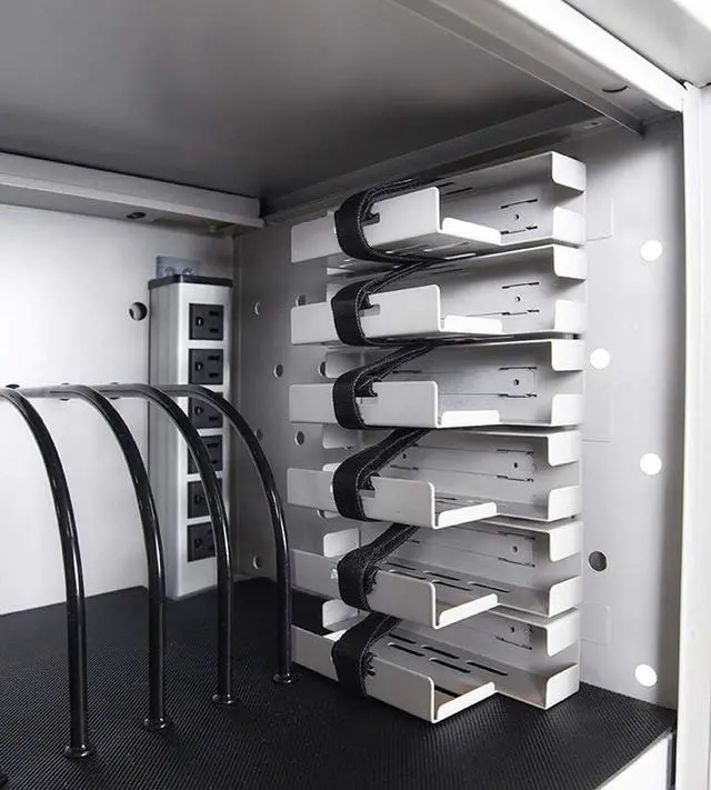 Alt view image 2 of 7 - 12 Capacity Secure Tablet Charging Box with mounting hardware for drywall Surfaces Included