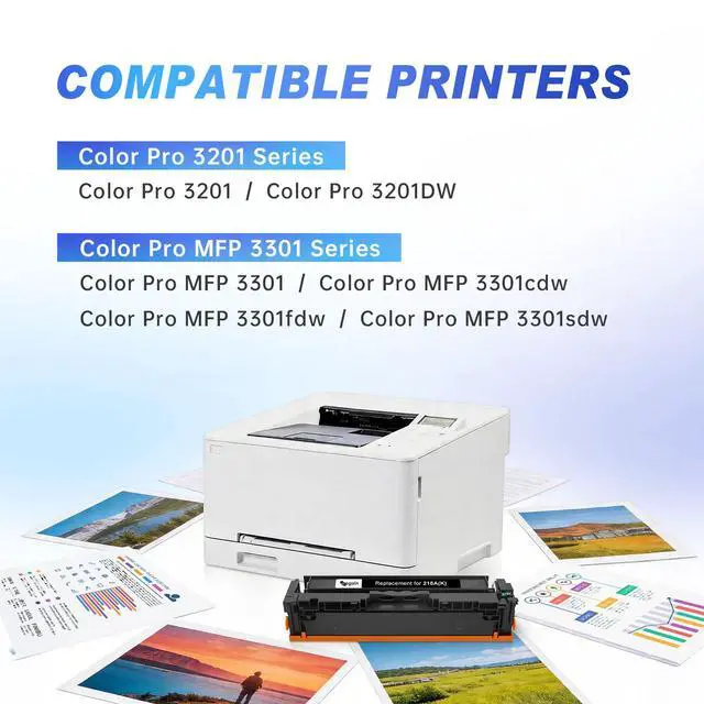 Alt view image 2 of 7 - 218A Toner Cartridges with Chip Compatible for HP 218A 218X 218 W2180A W2180X W2181A W2182A W2183A Replacement, for HP Color Pro MFP 3201dw, MFP 3301cdw 3301fdw 3301sdw, 4 Color Pack