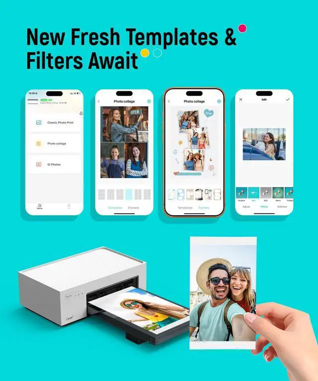 Alt view image 6 of 7 - M100 4x6'' Photo Printer, Phone Printer 100 Sheets & 3 Cartridges, Full-Color Photo, Portable Instant Photo Printer for iPhone Android, Thermal Dye Sublimation, Wi-Fi Picture Printer 100 Papers