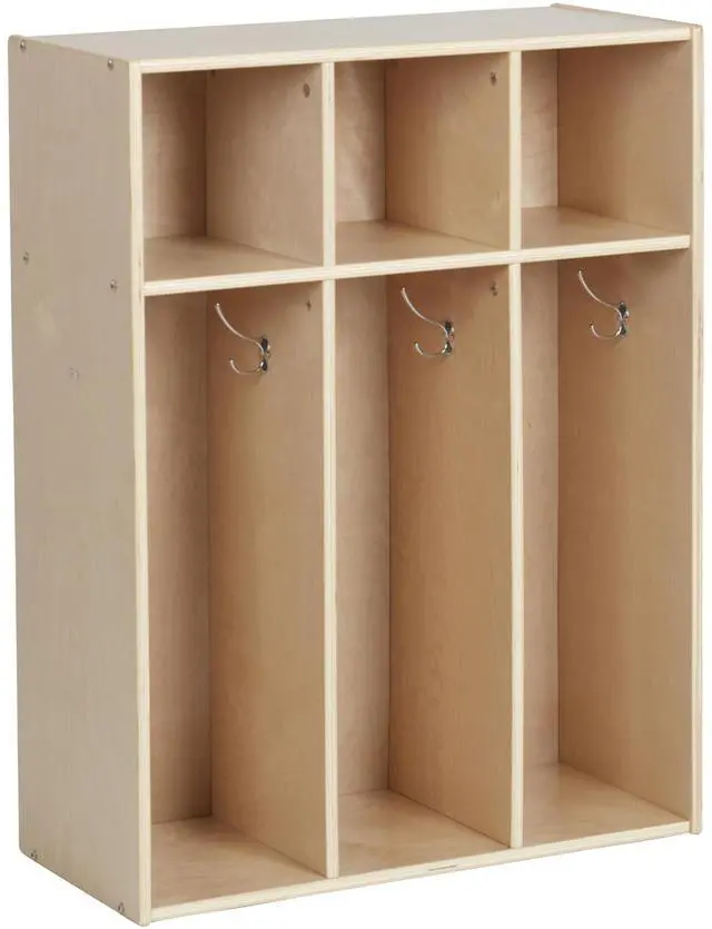 Main image of Streamline 3-Section Toddler Coat Locker with Cubby Storage, Kids Furniture, Natural