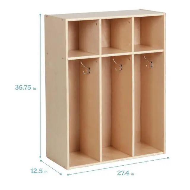 Alt view image 2 of 7 - Streamline 3-Section Toddler Coat Locker with Cubby Storage, Kids Furniture, Natural