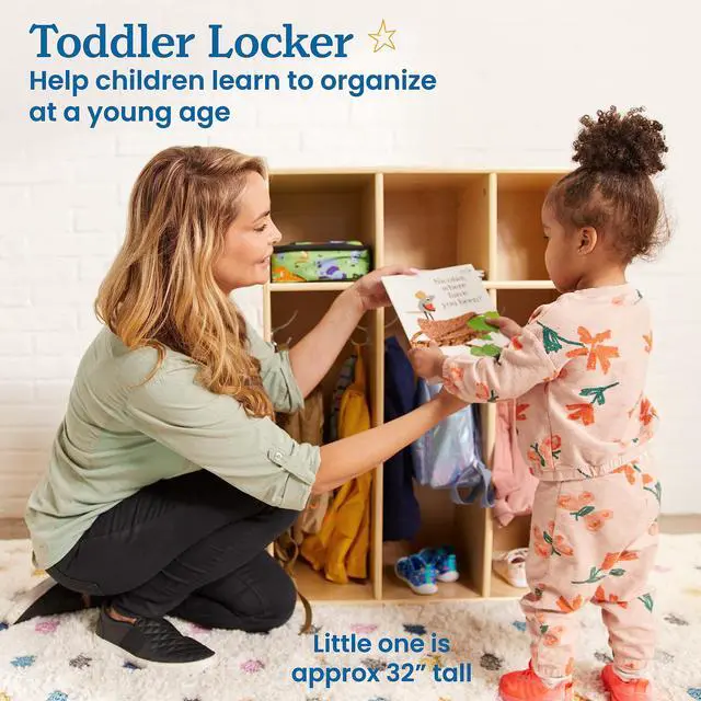 Alt view image 3 of 7 - Streamline 3-Section Toddler Coat Locker with Cubby Storage, Kids Furniture, Natural
