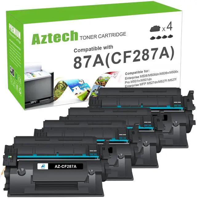 Main image of CF287A 87A Black Toner Cartridge 87X CF287X M501 M506 4 Pack | Compatible for HP LaserJet Enterprise Pro M506 M501 M501dn M506dn M506n M506x MFP M527dn M527f M527 Series Printer Ink