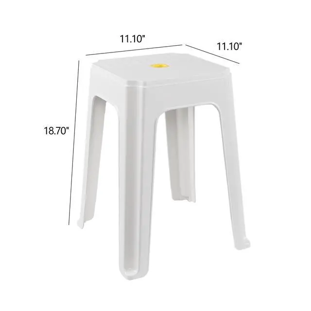 Alt view image 3 of 7 - 6 Pack 18.7 Inch White Plastic Stackable Stools, Nesting Stools | Stable Square Seat, Nestable Design, for Home, School Classroom, Office