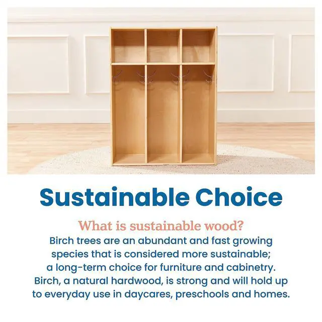 Alt view image 7 of 7 - Streamline 3-Section Toddler Coat Locker with Cubby Storage, Kids Furniture, Natural