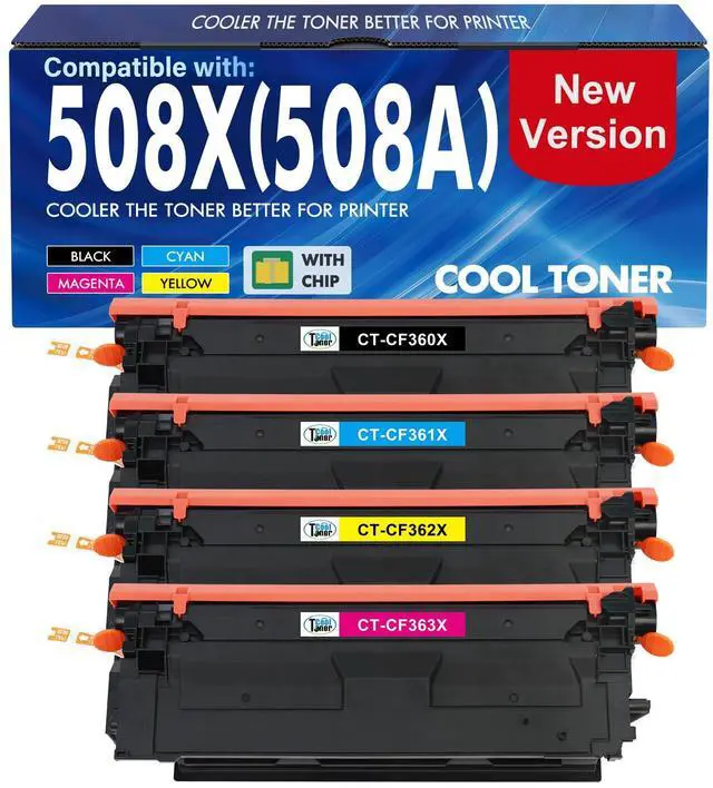 Main image of 508X 508A M553 Toner Cartridge Set CF360X CF360A High Yield New Version | Compatible for HP Color LaserJet Enterprise M553 M552 MFP M577 Series M552dn M553dn M553n M553x Printer 4 Pack