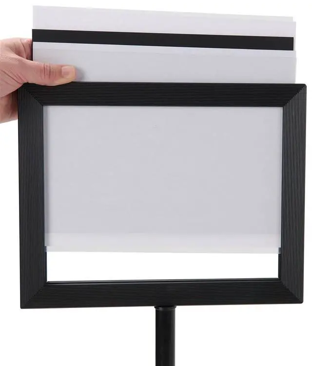 Alt view image 3 of 4 - Adjustable Sign Stand for 11" x 8-1/2" Ads Extends to 60" High - Black Finished Aluminum