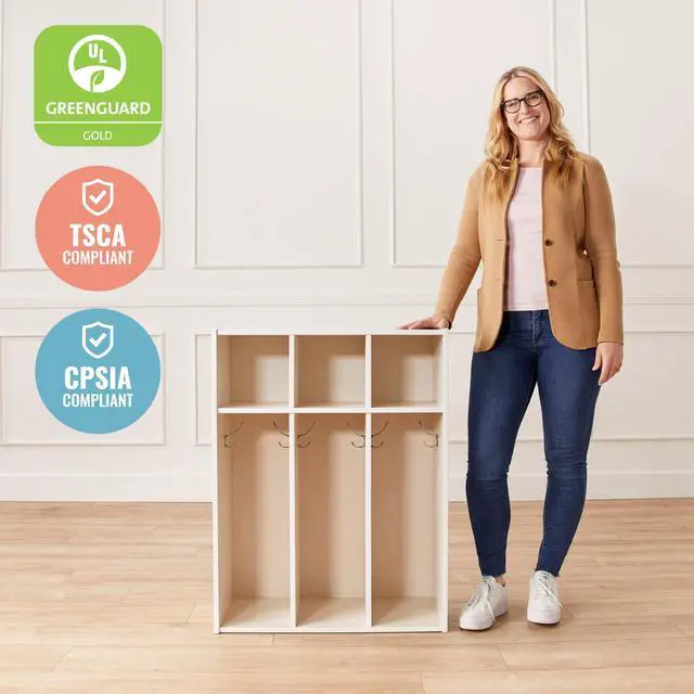 Alt view image 5 of 7 - Streamline 3-Section Toddler Coat Locker with Cubby Storage, Kids Furniture, White Wash