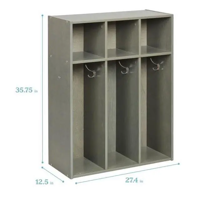 Alt view image 2 of 7 - Streamline 3-Section Toddler Coat Locker with Cubby Storage, Kids Furniture, Grey Wash