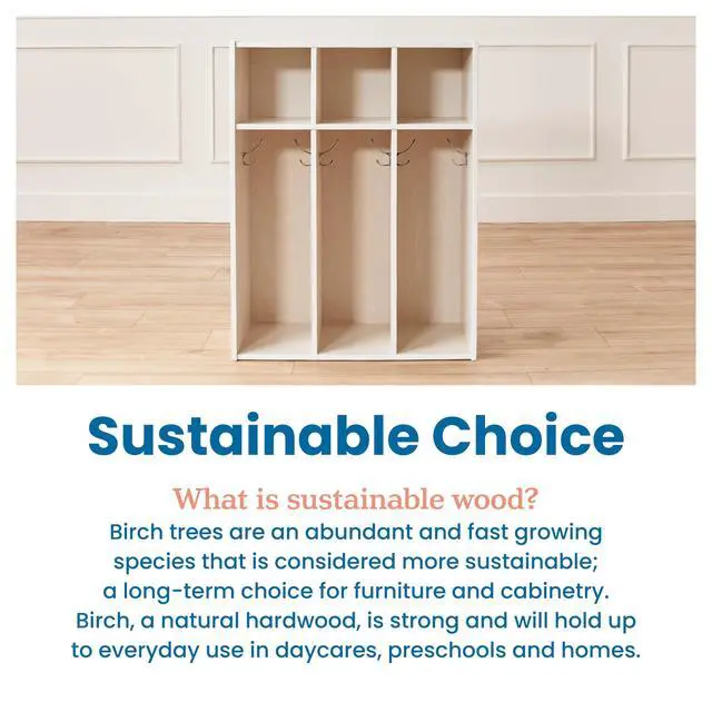 Alt view image 7 of 7 - Streamline 3-Section Toddler Coat Locker with Cubby Storage, Kids Furniture, White Wash