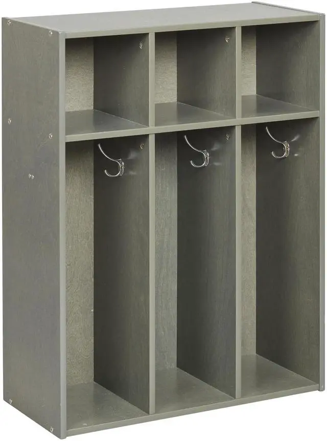 Main image of Streamline 3-Section Toddler Coat Locker with Cubby Storage, Kids Furniture, Grey Wash