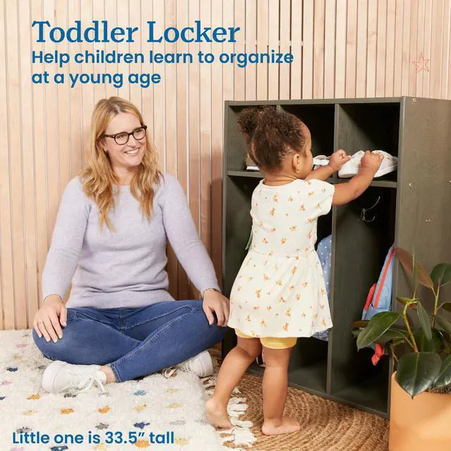 Alt view image 3 of 7 - Streamline 3-Section Toddler Coat Locker with Cubby Storage, Kids Furniture, Grey Wash