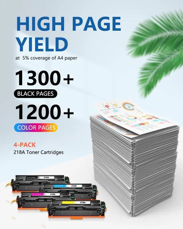Alt view image 3 of 7 - 218A Toner Cartridge 4 Pack for HP Color LaserJet Pro MFP 3301fdw 3201dw | for 3301cdw 3301sdw printer, High Yield with Chip W2180A W2181A W2182A W2183A (Black, Cyan, Magenta, Yellow)