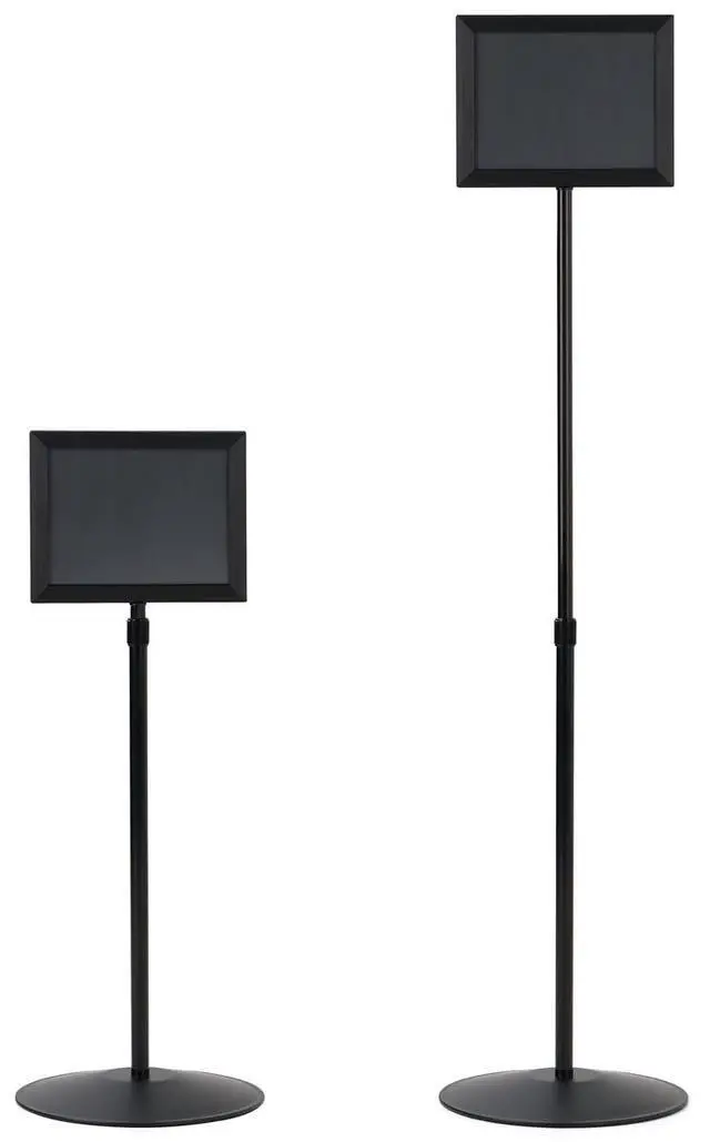 Alt view image 4 of 4 - Adjustable Sign Stand for 11" x 8-1/2" Ads Extends to 60" High - Black Finished Aluminum