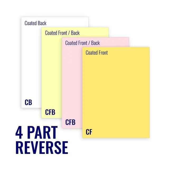 Alt view image 2 of 2 - 8.5 x 11 Superior Carbonless Paper, 4 Part Reverse (Gold/Pink/Canary/White), 1000 Sets, 4000 Sheets, 8 REAMS