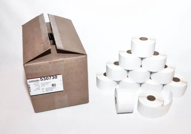 Alt view image 2 of 2 - Direct Thermal Labels, 2-Inch x 2 Inch, White, Roll, Permanent Adhesive, Perforations Between Labels, 700 per Roll, 12 Rolls per Carton (530730)