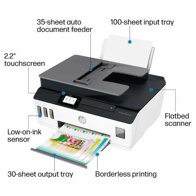 Alt view image 4 of 7 - Smart Tank Plus 651 Wireless All-in-One Printer, Ink Tank Printer-for-Home Use, 2 Years of Ink Included Auto Document Feeder, Mobile Print, Scan, Copy, Fax. (7XV38A)