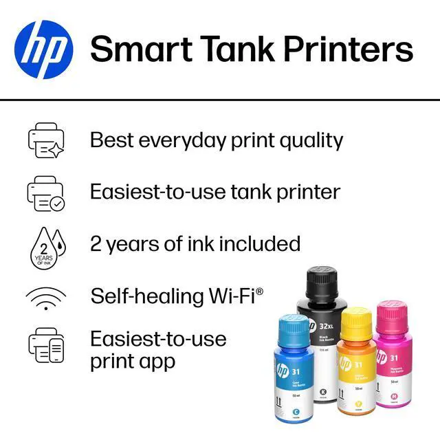 Alt view image 2 of 7 - Smart Tank 5103 Wireless All-in-One Ink Tank Printer, Scanner,2 Years of Ink, 100 Sheets of Photo Paper Included, Cartridge-Free, Refillable, AI-Enabled (5D1B2A)