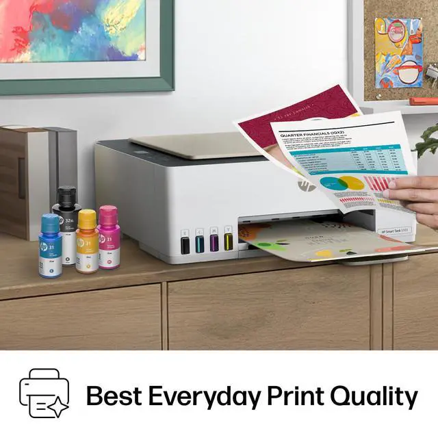 Alt view image 4 of 7 - Smart Tank 5103 Wireless All-in-One Ink Tank Printer, Scanner,2 Years of Ink, 100 Sheets of Photo Paper Included, Cartridge-Free, Refillable, AI-Enabled (5D1B2A)