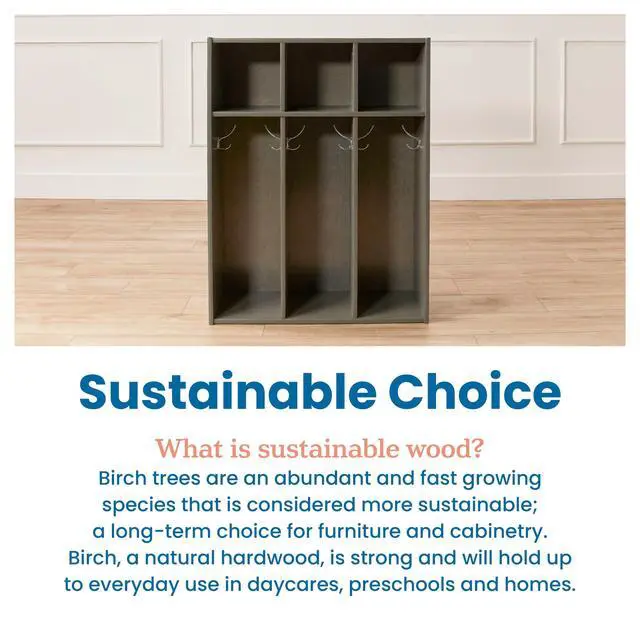 Alt view image 7 of 7 - Streamline 3-Section Toddler Coat Locker with Cubby Storage, Kids Furniture, Grey Wash