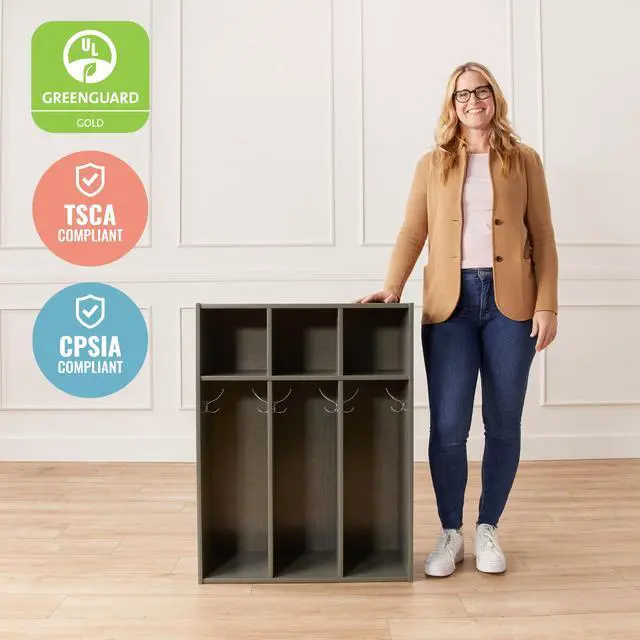 Alt view image 5 of 7 - Streamline 3-Section Toddler Coat Locker with Cubby Storage, Kids Furniture, Grey Wash