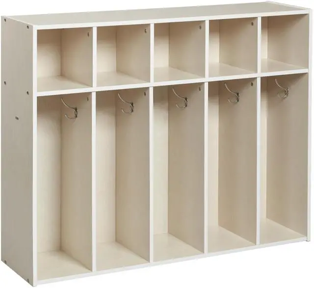 Main image of Streamline 5-Section Toddler Coat Locker with Cubby Storage, Kids Furniture, White Wash