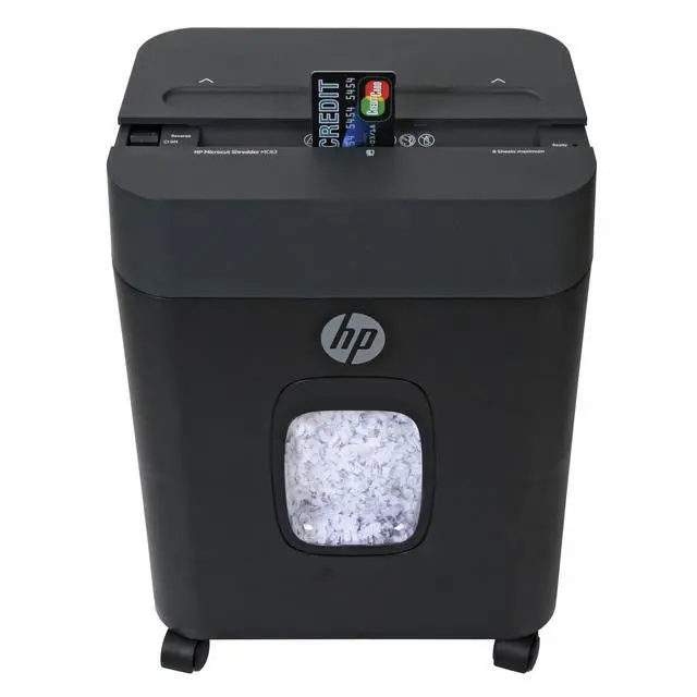 Alt view image 6 of 7 - HP - Micro Cut Paper Shredder, 8-Sheet Capacity, Slide Top Design, Pullout Basket, High Security Shredding for Home Use, Compact Size with Rolling Casters