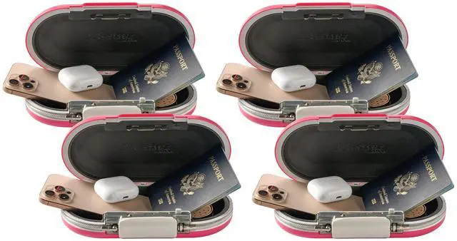 Main image of Pink Portable Small Safe - Set Your Own Combination, Travel-Friendly Design for Phone, Passport & Money Storage, Model 5900DPNK (Pack of 4)