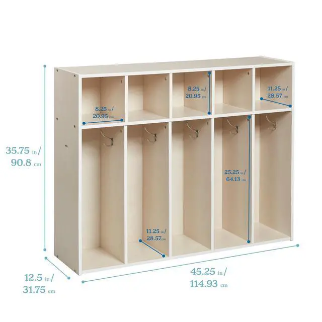Alt view image 2 of 7 - Streamline 5-Section Toddler Coat Locker with Cubby Storage, Kids Furniture, White Wash