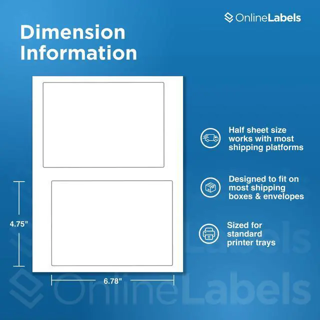 Alt view image 2 of 7 - 6.78 x 4.75 Shipping Labels - Compatible with USPS Click-N-Ship - Pack of 2,000 Labels, 1,000 Sheets - Inkjet/Laser Printer