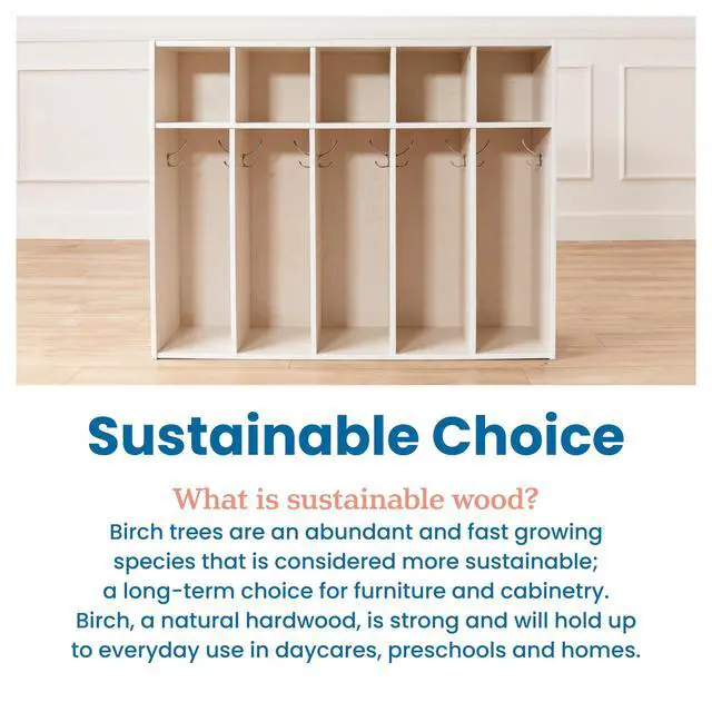 Alt view image 7 of 7 - Streamline 5-Section Toddler Coat Locker with Cubby Storage, Kids Furniture, White Wash