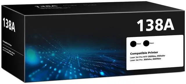 Main image of 138A Black Toner Cartridge MFP 3101fdw W1380A Compatible for HP 138A 138X Black Toner Cartridge Replacement HP138A HP138X Works with Laser Jet Pro 3001dw 3001fdw Pro MFP 3101fdw 3101sdw, 2-Pack
