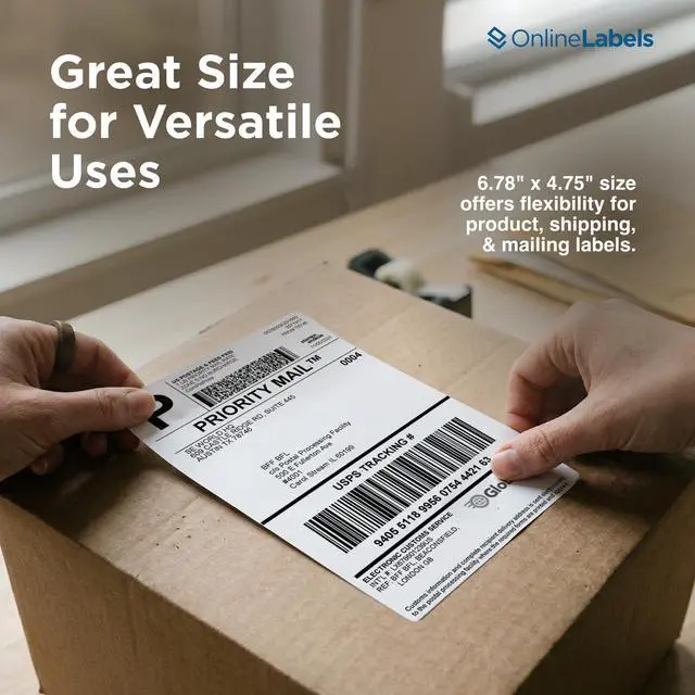 Alt view image 4 of 7 - 6.78 x 4.75 Shipping Labels - Compatible with USPS Click-N-Ship - Pack of 2,000 Labels, 1,000 Sheets - Inkjet/Laser Printer