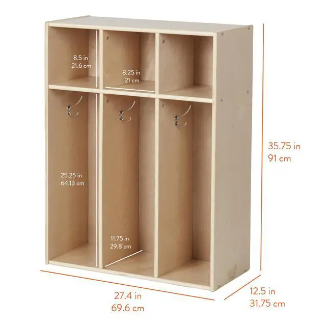 Alt view image 2 of 7 - Sleekline 3-Section Toddler Storage Coat Locker, Kids Furniture, Natural