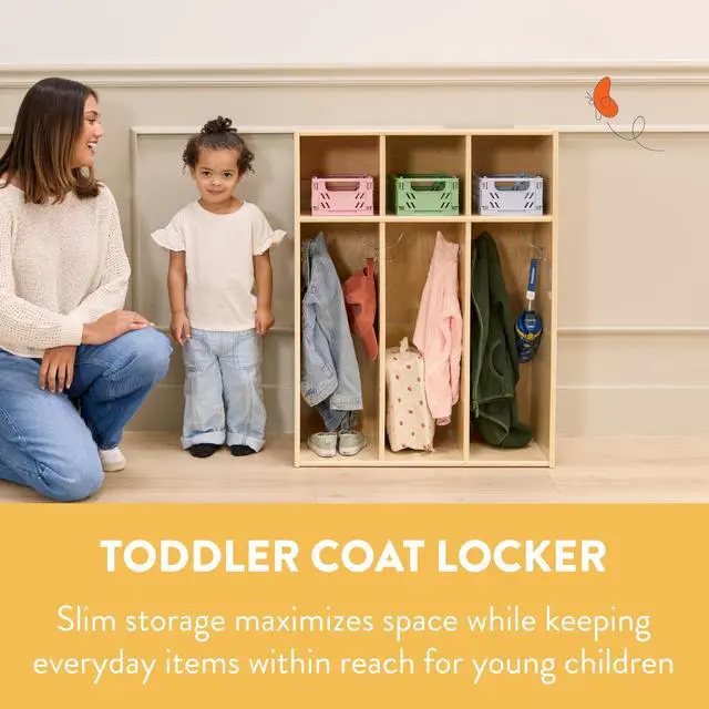 Alt view image 3 of 7 - Sleekline 3-Section Toddler Storage Coat Locker, Kids Furniture, Natural
