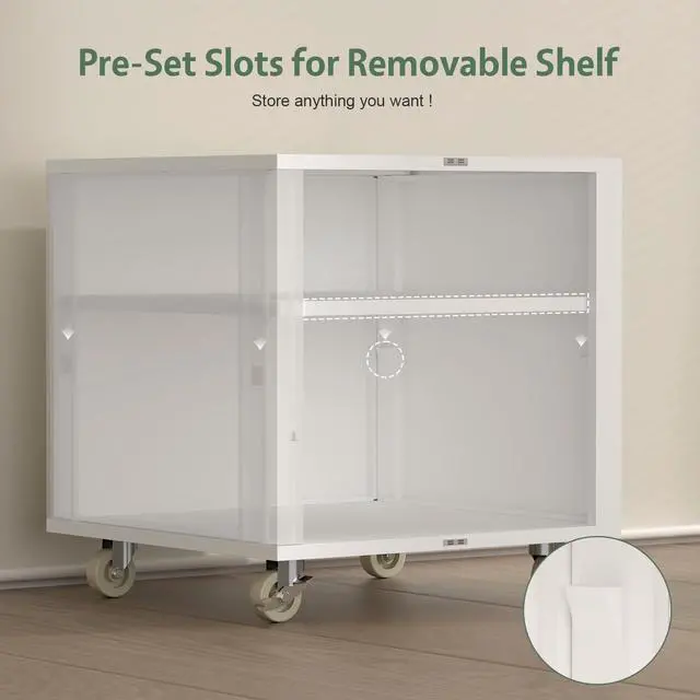 Alt view image 5 of 7 - Metal Office Storage Cabinet, Rolling File Table for Printers, Heavy-Duty Mobile Desk with Adjustable Shelf, Printer Stand for Copier, Fax, Large File Stands for Office, Workplace, White