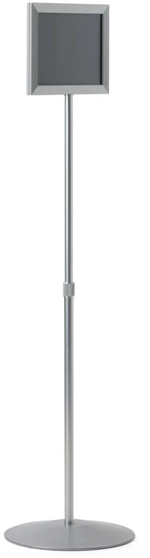 Main image of Pedestal Sign Stand with Telescoping Height-Adjustable Design, Double-Sided Frame with Top-Loading Setup for 11x8.5 Prints - Silver, Aluminum