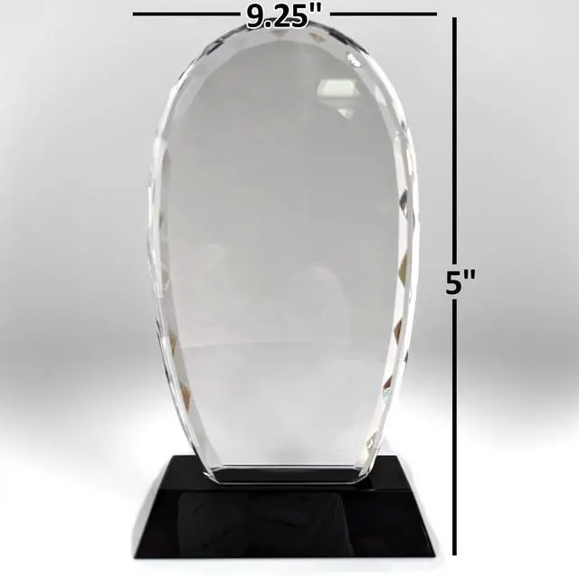 Alt view image 3 of 3 - Personalized Engraved Thank You Award - Laser Engraved Design - Thank You - Add Your Own Text - Includes Gift Box - Thank You Award (Oval Facet Crystal)