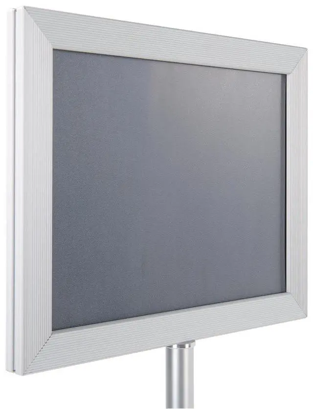 Alt view image 2 of 5 - Pedestal Sign Stand with Telescoping Height-Adjustable Design, Double-Sided Frame with Top-Loading Setup for 11x8.5 Prints - Silver, Aluminum