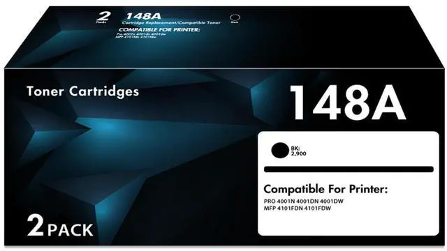 Main image of 148A Toner Cartridges Black 2-Pack with Chip Compatible for HP 148A W1480A | Compatible for HP148A 148X W1480X Work for LaserJet Pro 4001dw 4001dn 4001n MFP 4101fdw 4101fdn Printer Ink