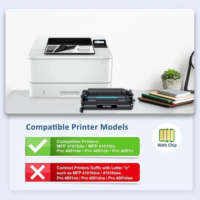 Alt view image 2 of 7 - 148A Toner Cartridges Black 2-Pack with Chip Compatible for HP 148A W1480A | Compatible for HP148A 148X W1480X Work for LaserJet Pro 4001dw 4001dn 4001n MFP 4101fdw 4101fdn Printer Ink