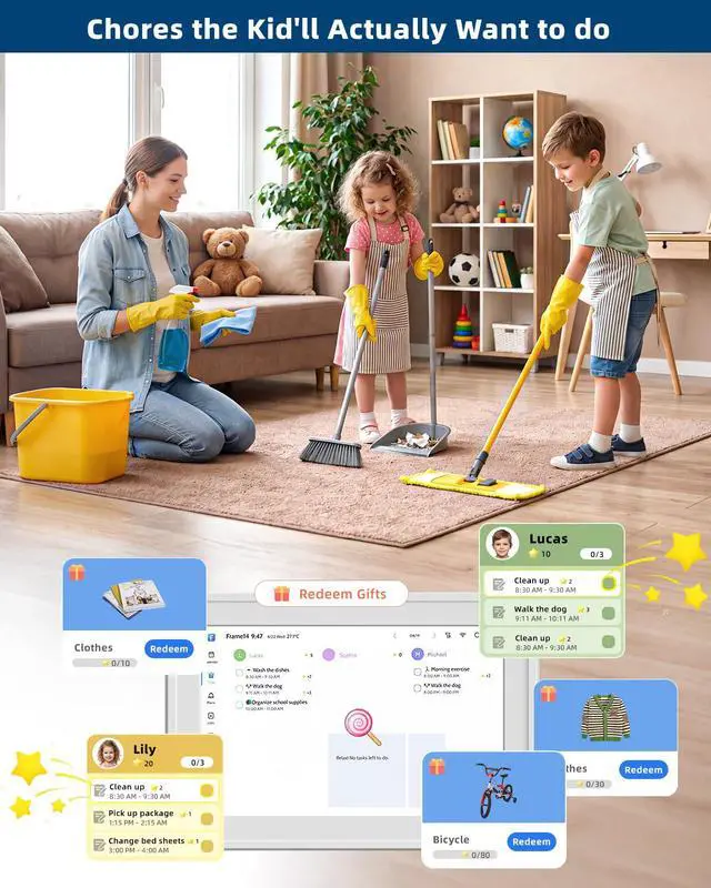 Alt view image 5 of 7 - 15.6in Digital Calendar for Family, Smart Touchscreen Wall Planner with Chore Chart,Meal Planner&Digital Photo Frame, No Subscription,Syncs with Google Calendar iCloud Outlook,Wall and Desk Mountable