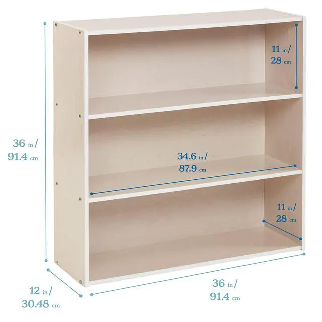 Alt view image 3 of 7 - Birch Streamline 3-Shelf Storage Cabinet, 36in High, Bookcase for Classroom and Playroom, White Wash