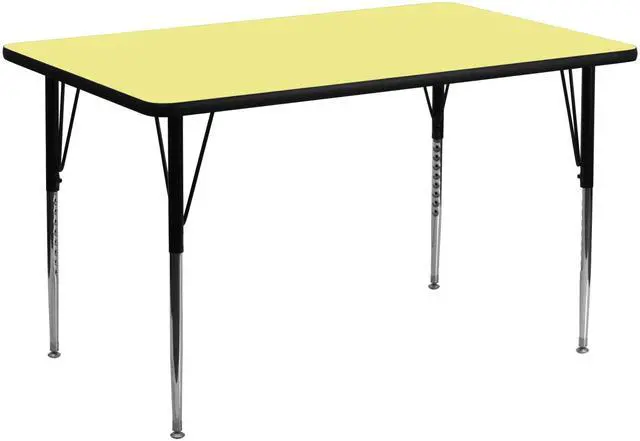 Main image of Adjustable Kids Activity Table for Home Use, Height-Adjustable Classroom Table for Kids, 24" W x 48" D x 21.125-30.125" H, Yellow