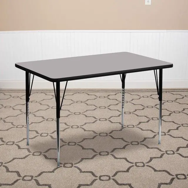 Main image of Adjustable Kids Activity Table for Home Use, Height-Adjustable Classroom Table for Kids, 24" W x 48" D x 21.125-30.125" H, Gray